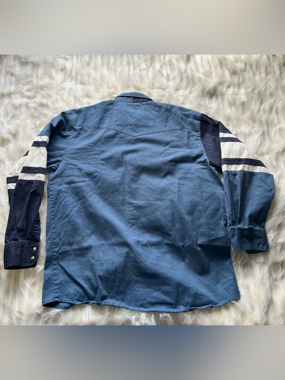 Vintage Wrangler Pearl Snap Shirt Men's XL Blue Block - Picture 3 of 5